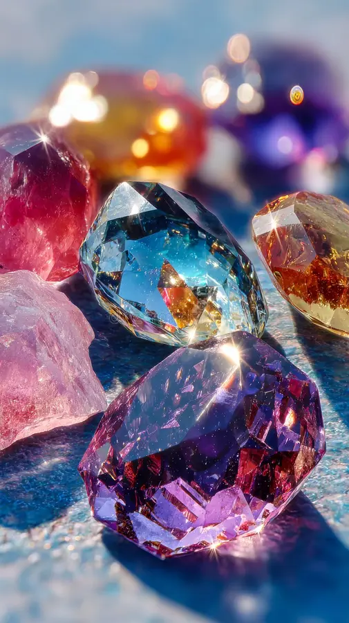 close-up-radiant-rough-gemstones-sparkling-under-bright-sunlight-393665338